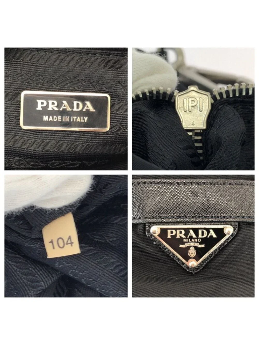 Prada Tessuto Black Silver Nylon Leather Shoulder Bag Pochette